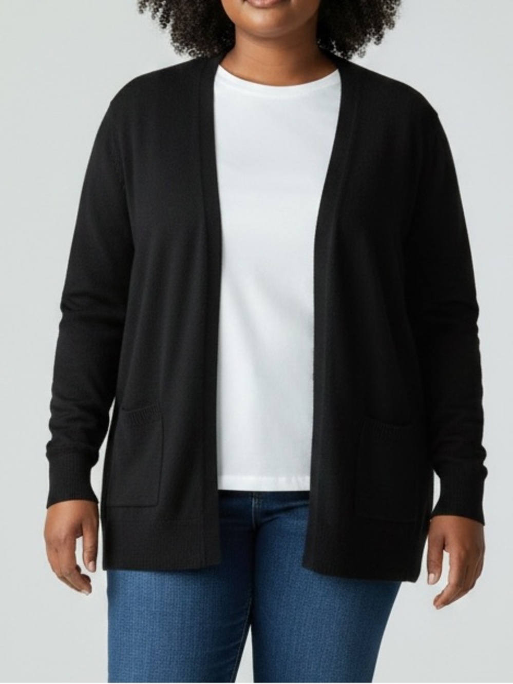 Sutton 100% cashmere long sleeve sweater black 2X